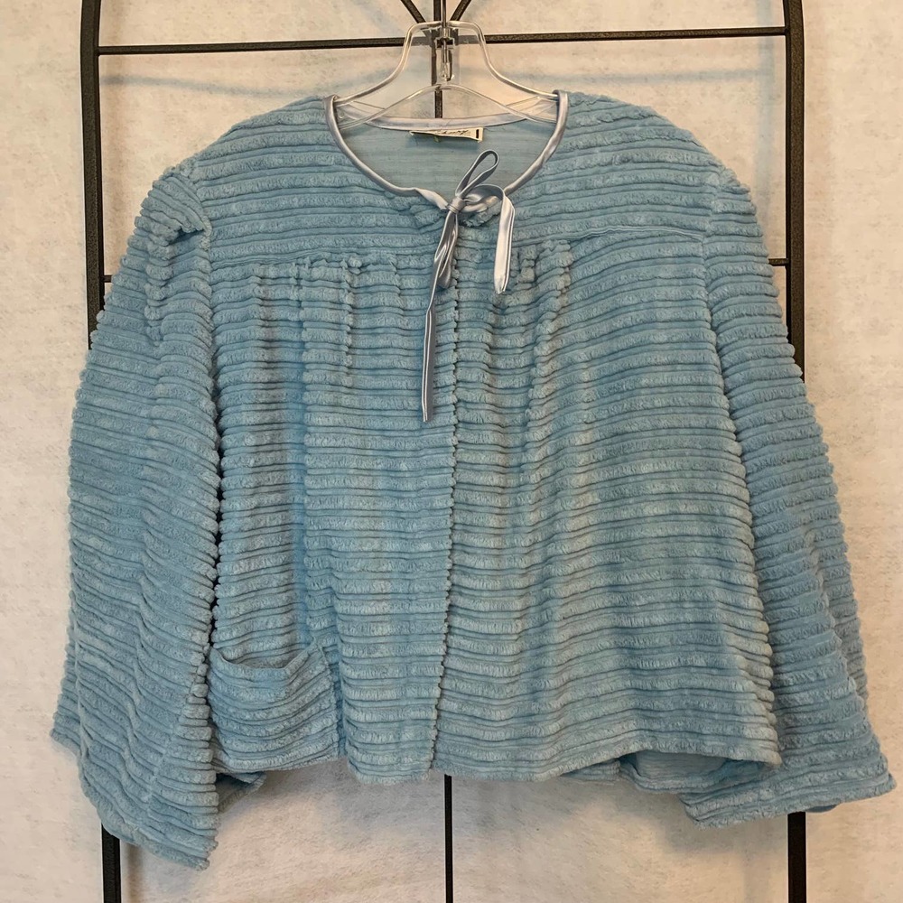 Saybury Vintage Blue Chenille House Jacket Rare‎